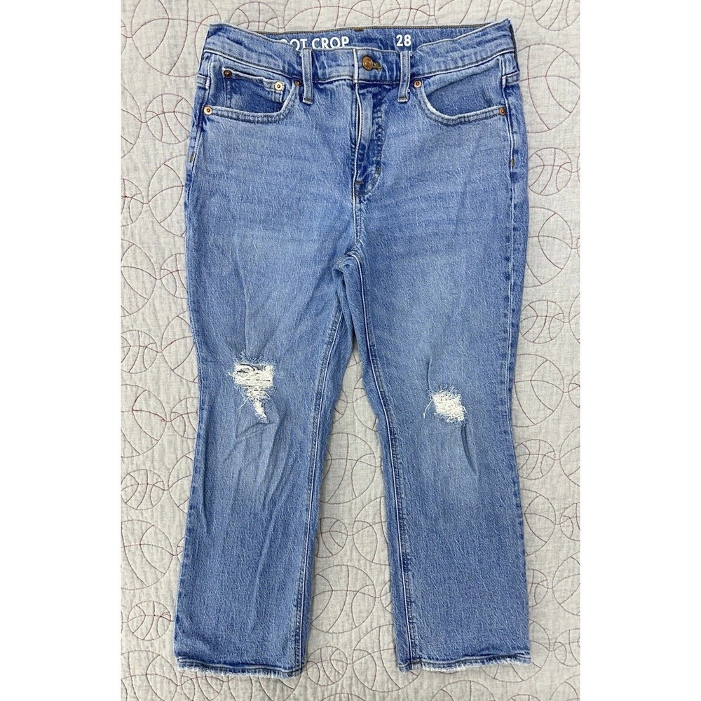 J.CREW Billie Demi Boot Crop Jean Light‎ Wash Distressed / Women's 28